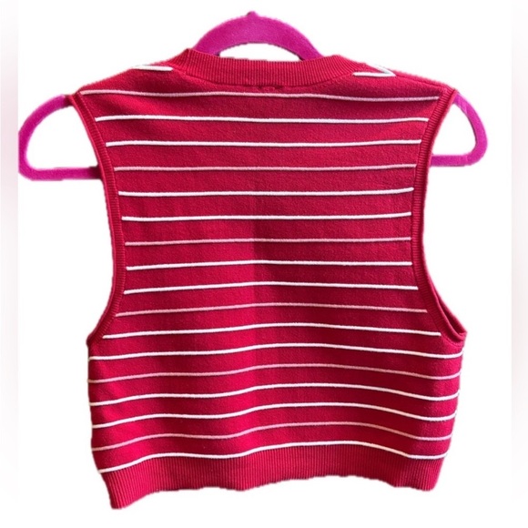 Free People Red Striped Knit Two-Piece Set: skirt & sleeveless crop top, cotton - Picture 5 of 9